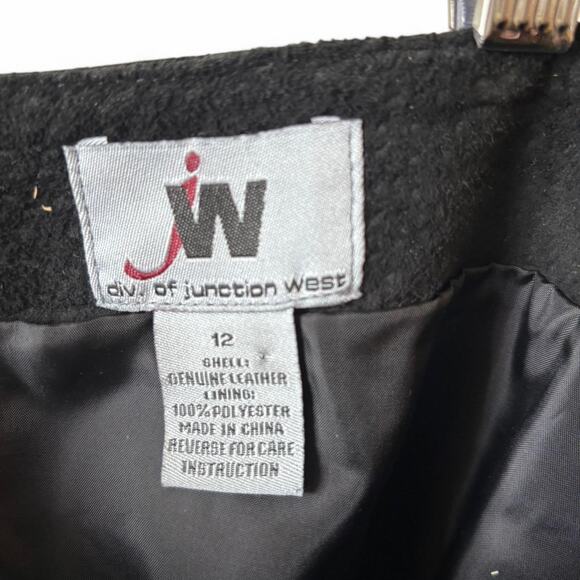 Vintage Black Suede leather Pleated Skirt Women’s Size 12 A-Line Midi - Picture 6 of 7